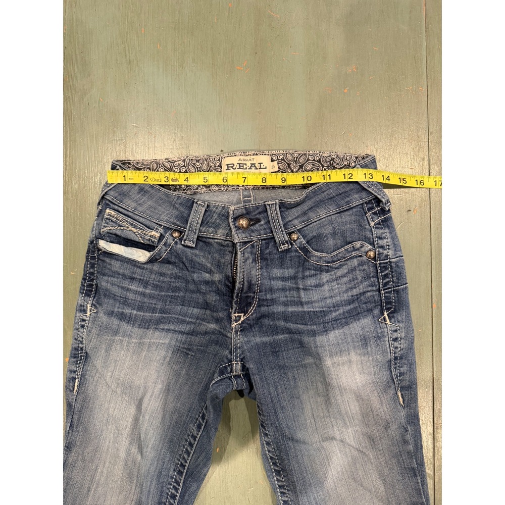 Ariat Real Straight Icon Jeans Rainstorm Blue Denim 27S AW6510D Western Womens - Picture 5 of 8